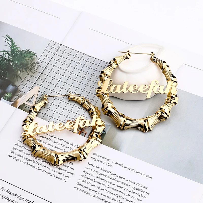 Lateefah 50 70 90mm Hiphop Sexy Bamboo Hoop Earrings Customizable Customize Name Earrings Bamboo Style Custom Earrings Statement
Lateefah 50 70 90mm Hiphop Sexy Bamboo Hoop Earrings Customizable Customize Name Earrings Bamboo Style Custom Earrings Statement