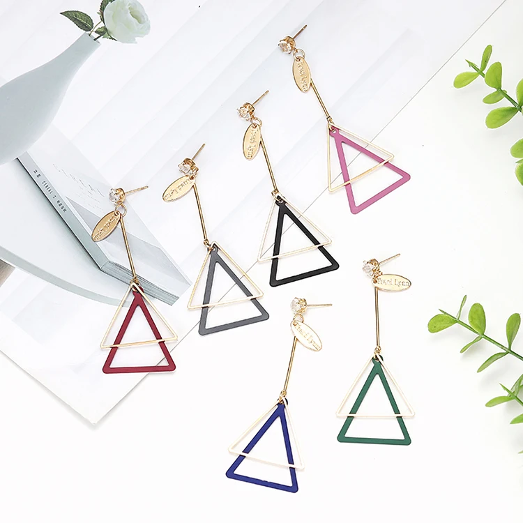Six Color Trangle Drop Earring For Women Simple Style Zinc Alloy Geomatric Pendant Dangle Earring Fashion Female Jewelry Gift 
Six Color Trangle Drop Earring For Women Simple Style Zinc Alloy Geomatric Pendant Dangle Earring Fashion Female Jewelry Gift