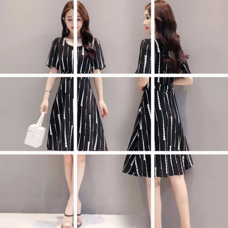 Hot Selling Summer Short-sleeved Fashion Striped Dress Loose-Fit Mid-length Printed Casual WOMEN'S Dress
Hot Selling Summer Short-sleeved Fashion Striped Dress Loose-Fit Mid-length Printed Casual WOMEN'S Dress