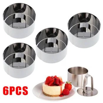 6pcs Round Stainless Steel Cake Mousse Pastry Mini Baking Ring Mold With Pusher Cheese Cupcake Pastry Mold
6pcs Round Stainless Steel Cake Mousse Pastry Mini Baking Ring Mold With Pusher Cheese Cupcake Pastry Mold