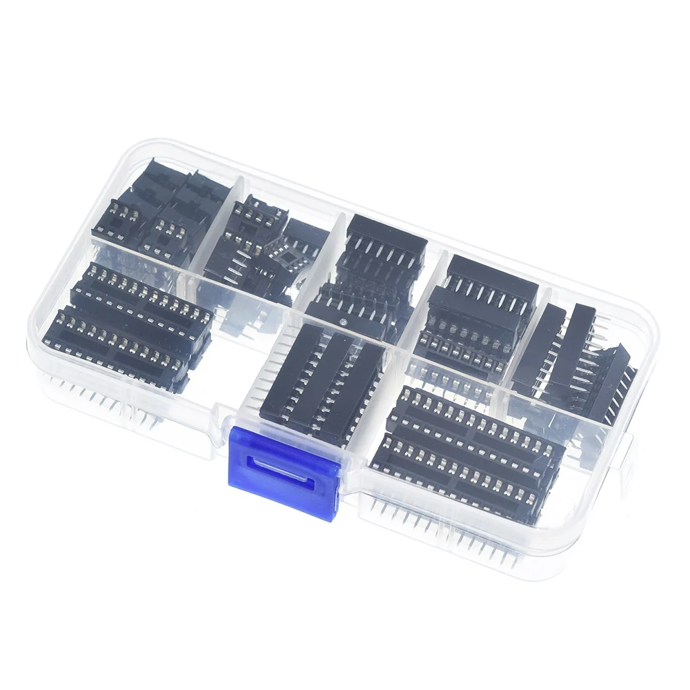 66PCS/Lot DIP IC Sockets Adaptor Solder Type Socket Kit 6,8,14,16,18,20,24,28 pins New