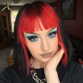 XUMOO Cheap Red Remy Hair Short Bob Full Machine Made Wigs With Bangs Colored Human Hair Wigs None Lace Wigs For Black Women
XUMOO Cheap Red Remy Hair Short Bob Full Machine Made Wigs With Bangs Colored Human Hair Wigs None Lace Wigs For Black Women