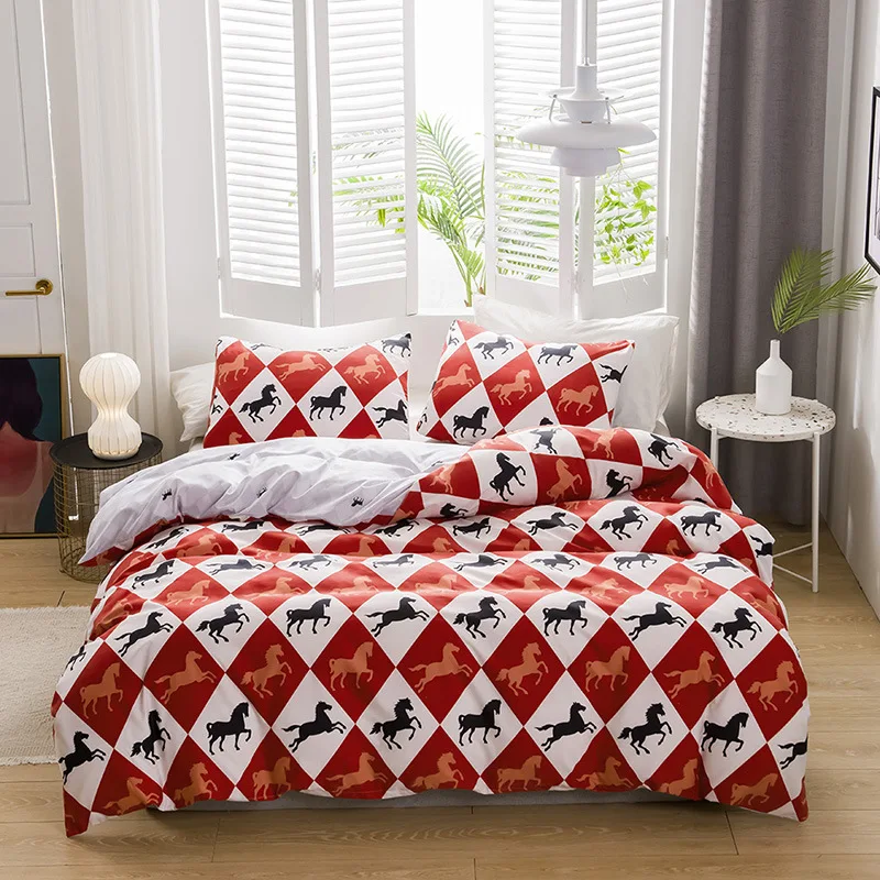 WUJIE Horse Pattern Duvet Cover Set 3D Animal Printed Bedclothes Twin/Queen/King Size Bedding With Pillowcase Home Textile | Дом и сад