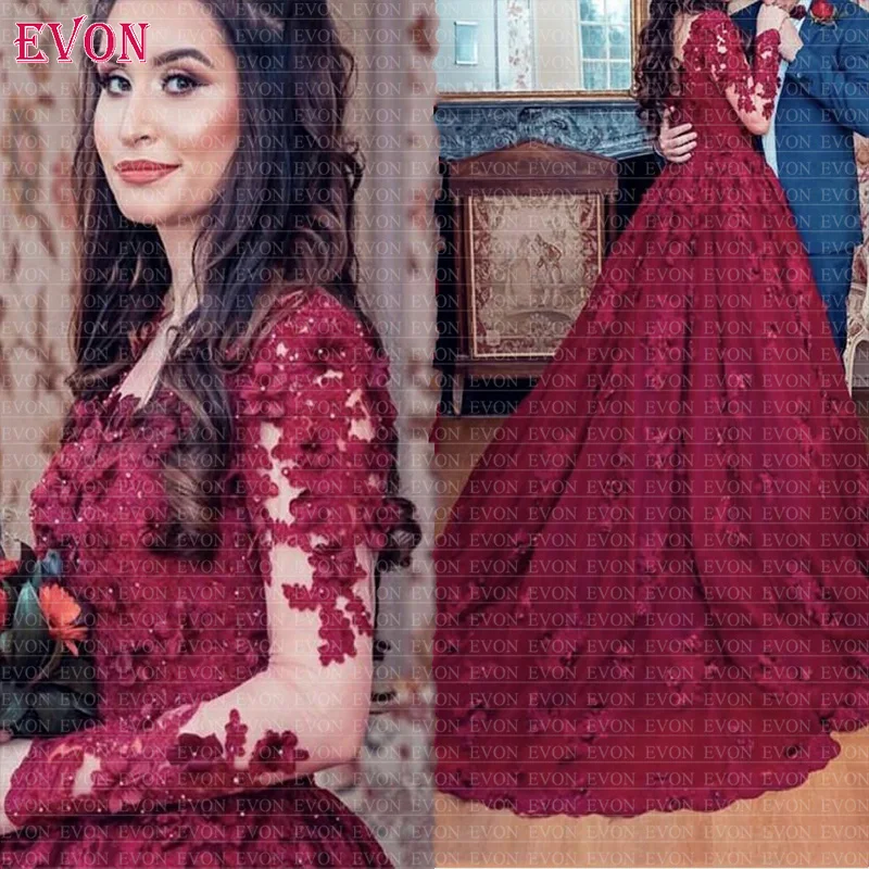 Custom Made Long Sleeves Evening Dresses 2019 Elegant Burgundy Beaded Lace A Line Formal Evening Prom Gowns Robe De Soiree
Custom Made Long Sleeves Evening Dresses 2019 Elegant Burgundy Beaded Lace A Line Formal Evening Prom Gowns Robe De Soiree