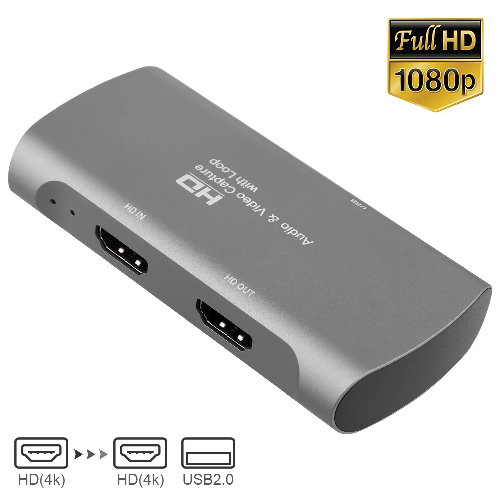 4K HD Audio Video Capture Card with Loop 1080P HDMI/F To USB2.0 Video Grabber Record Box for Computer Live Streaming Broadcast
4K HD Audio Video Capture Card with Loop 1080P HDMI/F To USB2.0 Video Grabber Record Box for Computer Live Streaming Broadcast