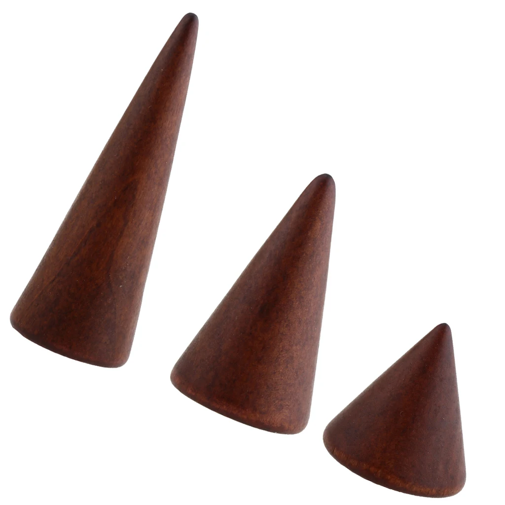 Vintage Brown Wood Cone Shape Ring Bracelet Jewelry Display Holder 3/5/8cm Height Showcase Vintage Brown Wood Cone Shape Ring Bracelet Jewelry Display Holder 3/5/8cm Height Showcase