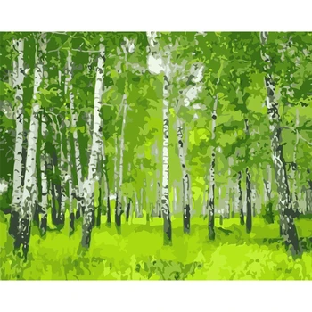 

Painting By Numbers DIY Dropshipping 50x65 60x75cm Summer Lush Green Woods Scenery Canvas Wedding Decoration Art Picture Gift