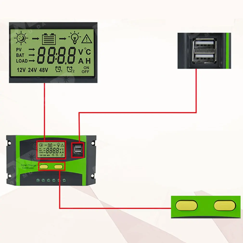 12/24V Solar Controller With Lcd Display Controller Solar Panel Work Dual Usb Regulator Output Charge Solar Auto Lcd
12/24V Solar Controller With Lcd Display Controller Solar Panel Work Dual Usb Regulator Output Charge Solar Auto Lcd