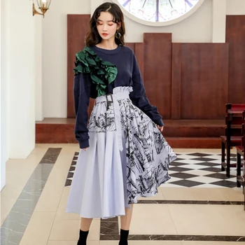 2 Piece Suits Women Design Original Ruffled Cotton Loose Sweater Ink Painting Oversized Skirt Irregular Skirt Two Piece Set Lady
2 Piece Suits Women Design Original Ruffled Cotton Loose Sweater Ink Painting Oversized Skirt Irregular Skirt Two Piece Set Lady