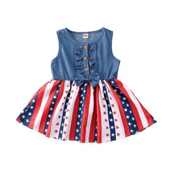 2020 Toddler Infant Baby Girls Causal Dress Sleeveless Bowknot Striped Star Print Denim Blue Ruffle A-Line Sundress 1-4Years
2020 Toddler Infant Baby Girls Causal Dress Sleeveless Bowknot Striped Star Print Denim Blue Ruffle A-Line Sundress 1-4Years