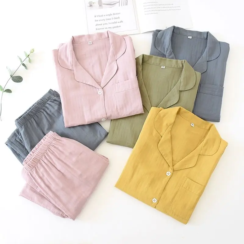 100% Gauze Cotton Solid Summer 2020 New long-sleeved trousers ladies pajamas suit Soft long pajamas women's Sleepwear Pijamas
100% Gauze Cotton Solid Summer 2020 New long-sleeved trousers ladies pajamas suit Soft long pajamas women's Sleepwear Pijamas