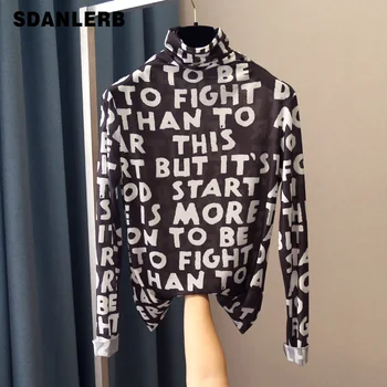 Turtle-Neck Letters Printed Stretch T-shirt Mesh Shirt Spring Women's Long-Sleeve Top Mesh Tshirt Ladies Tops Mujer 2020 
Turtle-Neck Letters Printed Stretch T-shirt Mesh Shirt Spring Women's Long-Sleeve Top Mesh Tshirt Ladies Tops Mujer 2020