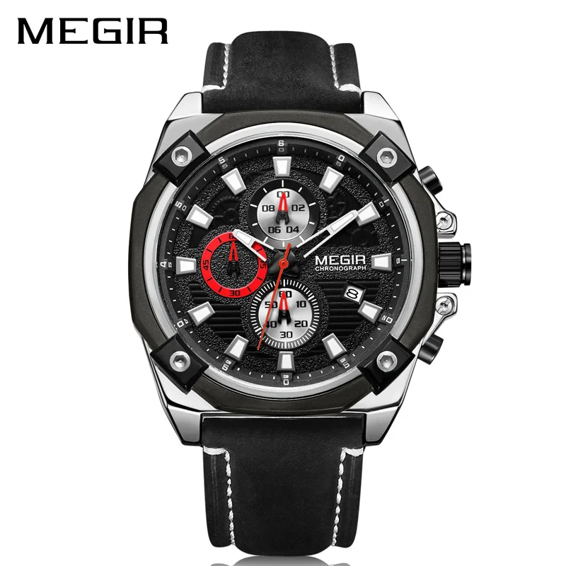 Фото MEGIR Chronograph Sport Watch Men Creative Army Military Quartz Watches Luxury Clock Wrist Hour Relogio Masculino 2054 | Наручные часы