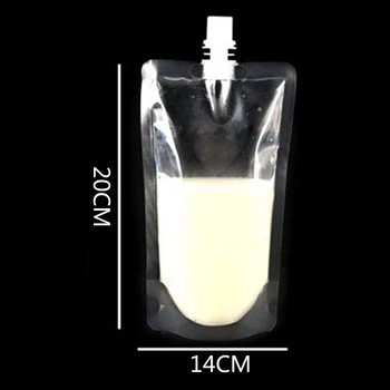 

50 Pcs 500ml Transparent Stand-up Spout Beverage Bag Plastic Spout Storage Pouch For Party Wedding Juice Beer With Funnels