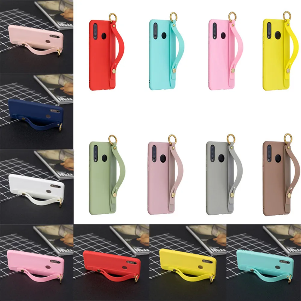 

Y6 (2019) Silicone Cover sfor Huawei Y6 Prime 2019 Case for Coque Huawei Honor 8A 8 A With Wrist Strap Hand Band Bracket Cases