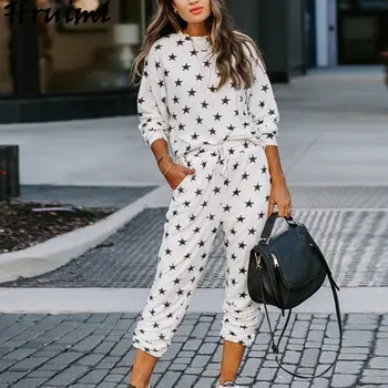 Plus Size 2 Piece Set Women White Fashion Five-pointed Star Print Casual Women 2 Piece Set Autumn Winter Ropa Deportiva Mujer
Plus Size 2 Piece Set Women White Fashion Five-pointed Star Print Casual Women 2 Piece Set Autumn Winter Ropa Deportiva Mujer