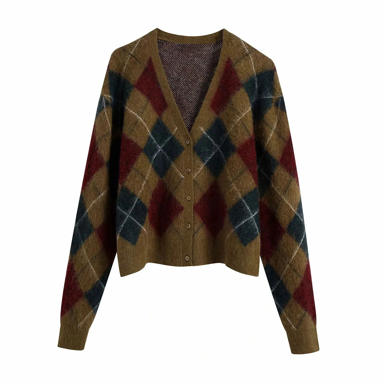 Knit Sweater Tops 2021 Autumn and Winter New Style Lazy V-Neck Contrast Diamond Loose Cardigan Sweater Female
Knit Sweater Tops 2021 Autumn and Winter New Style Lazy V-Neck Contrast Diamond Loose Cardigan Sweater Female