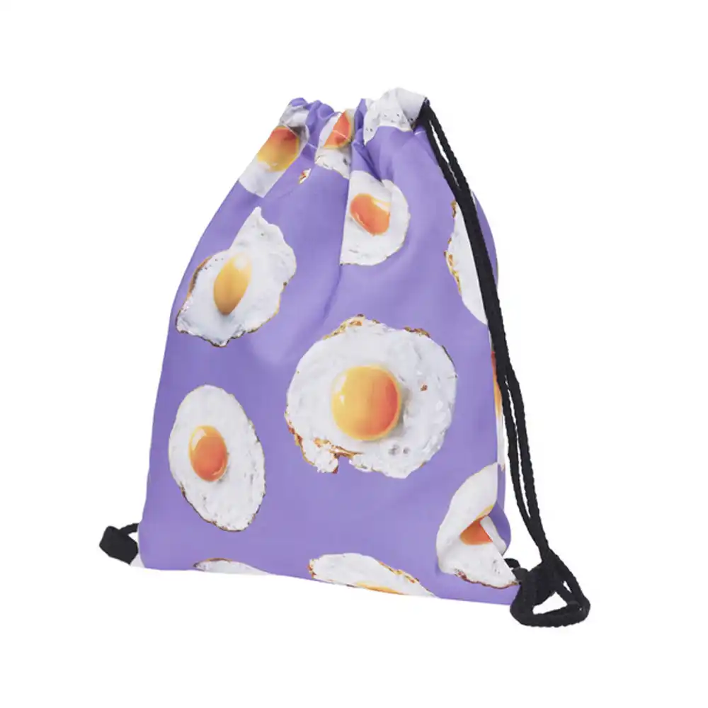 bag women unisex cartoon printing linen drawstring bag travel