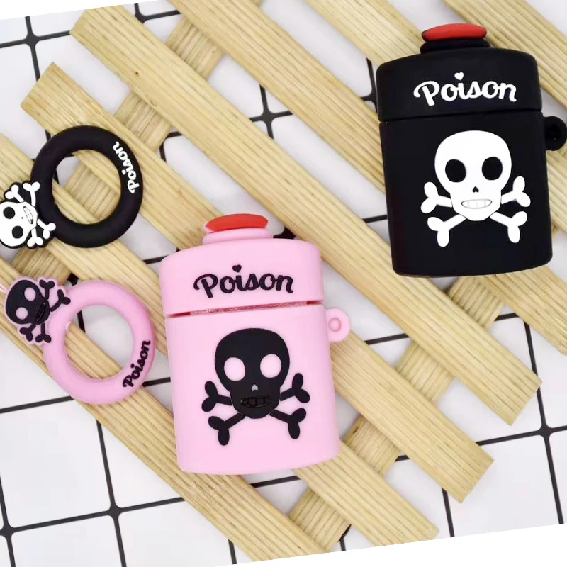 For Apple AirPods Case 3D Cute Cartoon Poison Bottle Cool Skull Wireless Earphone Cover for Airpods 2 with Finger Ring Strap
For Apple AirPods Case 3D Cute Cartoon Poison Bottle Cool Skull Wireless Earphone Cover for Airpods 2 with Finger Ring Strap