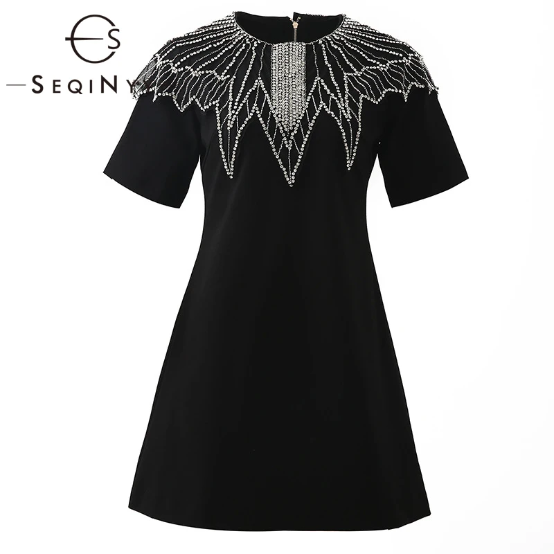 SEQINYY Black Dress 2020 Spring Autumn New Fashion Design Women Short Sleeve Crystal Luxury Mini Dress
SEQINYY Black Dress 2020 Spring Autumn New Fashion Design Women Short Sleeve Crystal Luxury Mini Dress