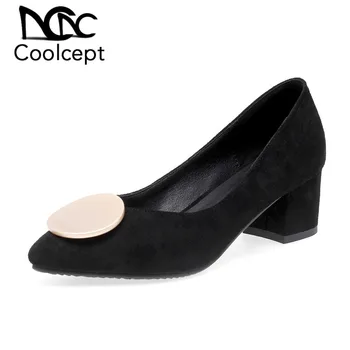 Coolcept Size 30-43 Fashion Women Pumps Shoes High-Quality Flock Upper Shoes Women Stylish Thick Heel Button Decoration Footwear
Coolcept Size 30-43 Fashion Women Pumps Shoes High-Quality Flock Upper Shoes Women Stylish Thick Heel Button Decoration Footwear