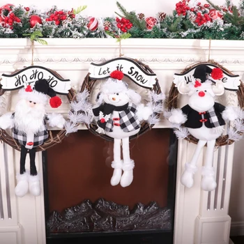 Christmas Dolls Ornaments Rattan Wreath Cute Plush Christmas Dolls Door Decor Pendant Front Garland Xmas Holiday Decor 
Christmas Dolls Ornaments Rattan Wreath Cute Plush Christmas Dolls Door Decor Pendant Front Garland Xmas Holiday Decor