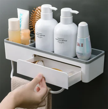 Wall Mounted Bathroom Rack with Towel Hanger with Drawer Shampoo Holder Shelf Adhesive Storage Rack Kitchen Organizer 3 Colors
Wall Mounted Bathroom Rack with Towel Hanger with Drawer Shampoo Holder Shelf Adhesive Storage Rack Kitchen Organizer 3 Colors