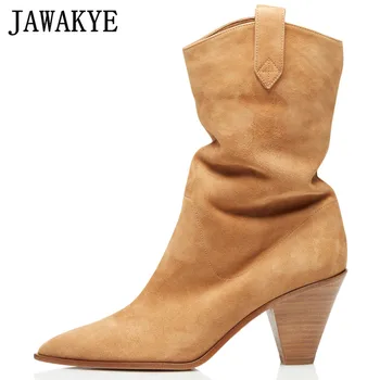New Black Real Suede Leather Pointy toe Ankle Boots Women Slip on Spike Wedge Heels Boots khaki army green Winter Shoes Woman
New Black Real Suede Leather Pointy toe Ankle Boots Women Slip on Spike Wedge Heels Boots khaki army green Winter Shoes Woman