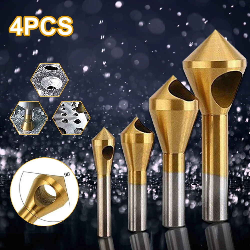 4pcs/set Titanium Coated Countersink Deburring Center Stepped Metal Drill Bits Expanding Chamfering Tools 2-5/5-10/10-15/15-20mm
4pcs/set Titanium Coated Countersink Deburring Center Stepped Metal Drill Bits Expanding Chamfering Tools 2-5/5-10/10-15/15-20mm