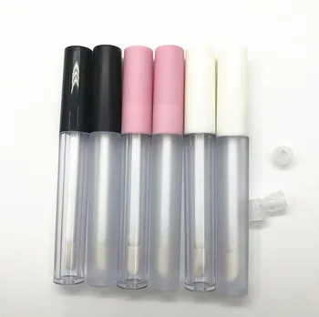 200pcs 2.5ml Plastic Frosted Lip Gloss Tube Empty Lip Balm Container With White/Pink Lid,Round Lipgloss Refillable Bottles