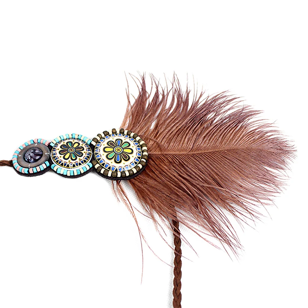 Vintage Boho Bohemian Feather Headband Tribal Style Hippie Weave Headpieces Vintage Boho Bohemian Feather Headband Tribal Style Hippie Weave Headpieces
