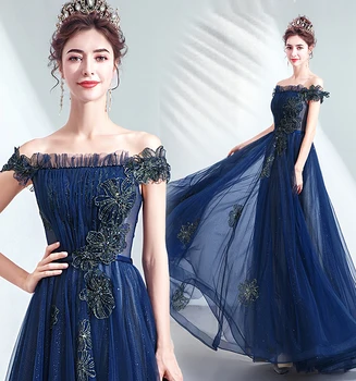 Dark Blue Evening Dress A-line Tulle Sequins Flowers Vintage Elegant Formal 2020 New Party Dresses Evening Gowns JK94
Dark Blue Evening Dress A-line Tulle Sequins Flowers Vintage Elegant Formal 2020 New Party Dresses Evening Gowns JK94