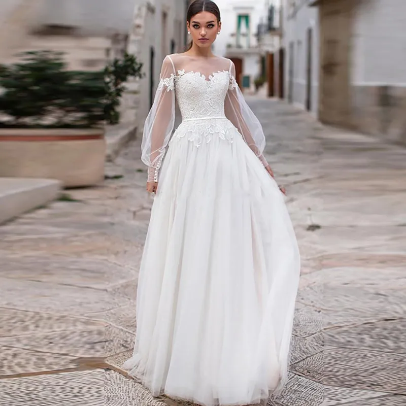 Long Sleeves A-Line Wedding Dresses 2021 Tulle Custom Online Bridal Gowns Formal Robe De Mariee Custom Vestidos De Mariage
Long Sleeves A-Line Wedding Dresses 2021 Tulle Custom Online Bridal Gowns Formal Robe De Mariee Custom Vestidos De Mariage