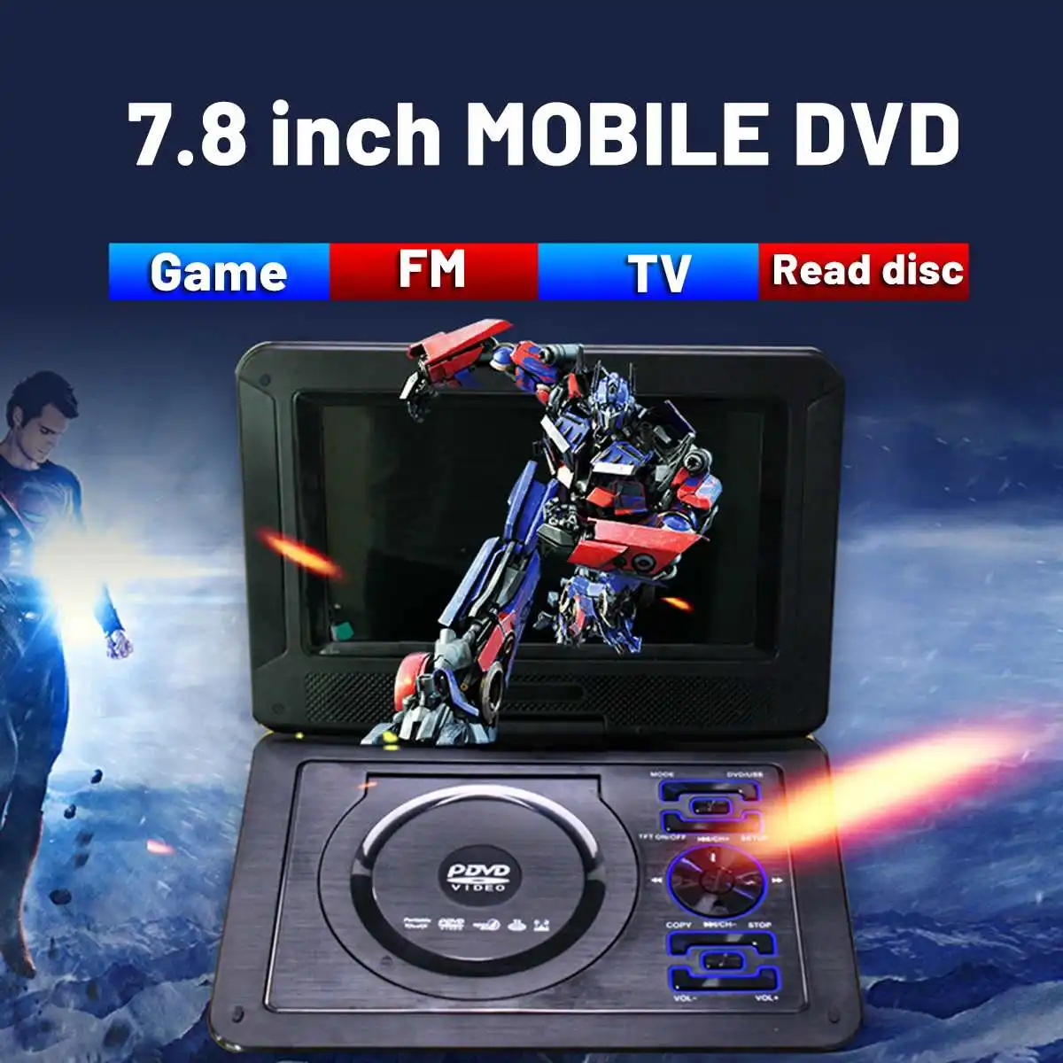 7.8" DVD Full HD Portable Mini DVD Player US Plug EVD TV Movies Mobile Rotation USB Screen Rotation Car Multi Media Game Player
7.8" DVD Full HD Portable Mini DVD Player US Plug EVD TV Movies Mobile Rotation USB Screen Rotation Car Multi Media Game Player