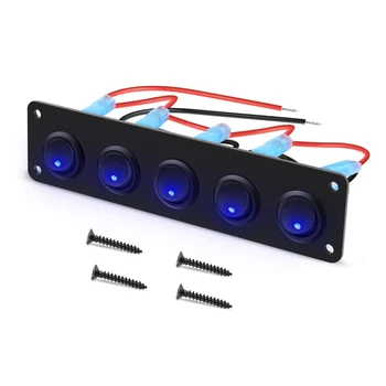 5Gang Multi-Function 5 Gang Rocker Dual USB Charger + Digital Volmeter +12V Outlet Pre-Wired Switch Panel with Circuit Breakers
5Gang Multi-Function 5 Gang Rocker Dual USB Charger + Digital Volmeter +12V Outlet Pre-Wired Switch Panel with Circuit Breakers