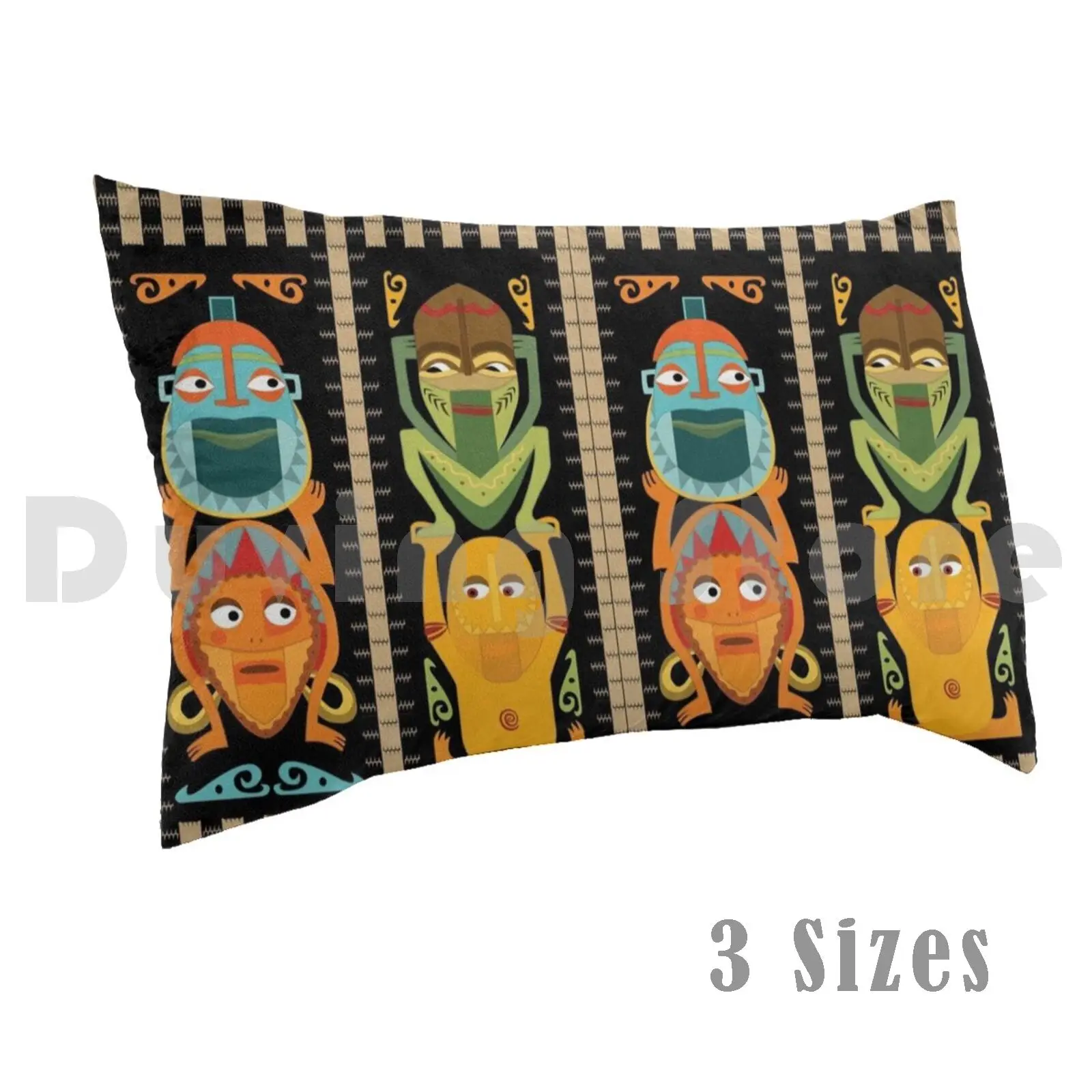 

Tropical Hawaiian Polynesian Tiki Totems Pillow Case Printed 50x75 Tiki Gods Totem Poles Hawaii Hawaiian
