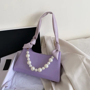 Knotted Design Purple Baguette Shape Shoulder Bags Women Pearls Chians Handbags 2020 New Crocodile Women Underarm Bag Lady Totes
Knotted Design Purple Baguette Shape Shoulder Bags Women Pearls Chians Handbags 2020 New Crocodile Women Underarm Bag Lady Totes