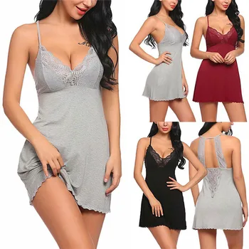 Womens Lingerie Strappy V-neck Sexy Dress Babydoll Mini Nightdress Sleepwear Women Nightwear Dress 3FS
Womens Lingerie Strappy V-neck Sexy Dress Babydoll Mini Nightdress Sleepwear Women Nightwear Dress 3FS
