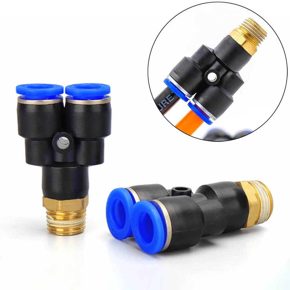 PX pneumatic connector Y type three-way 4mm-12mm outer diameter hose M5 1/8" 1/4" 3/8" 1/2" BSP male thread 3-way air connector
PX pneumatic connector Y type three-way 4mm-12mm outer diameter hose M5 1/8" 1/4" 3/8" 1/2" BSP male thread 3-way air connector