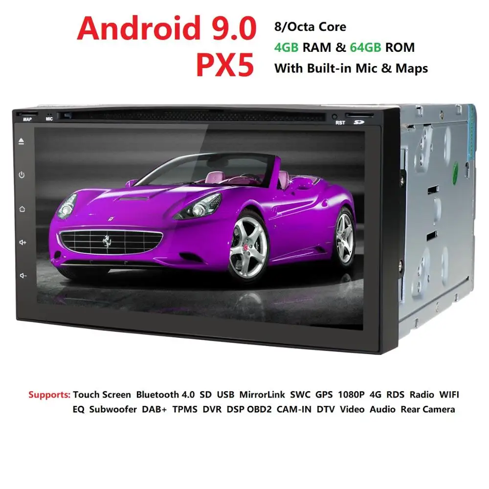 7" 2Din DSP IPS PX5 Octa Core Android 9.0 Car Multimedia Player For Nissan Hyundai Kia GPS Navigation Radio Stereo Video | Автомобили