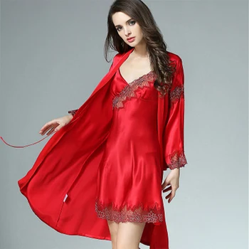 100% Pure Silk Pajamas Women Sets Two-piece Suit Sexy 100 Silk Robe Lace Sleepwear For Ladies Nightdress Red Sleepshirts
100% Pure Silk Pajamas Women Sets Two-piece Suit Sexy 100 Silk Robe Lace Sleepwear For Ladies Nightdress Red Sleepshirts