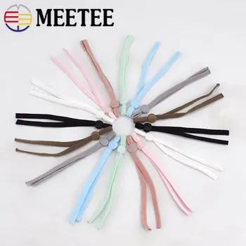 100pcs 5mm Elastic Bands Flat Silicone Buckle Button Adjustment Ear Rope Stretch Cords Rubber Tape DIY Sewing Accessories