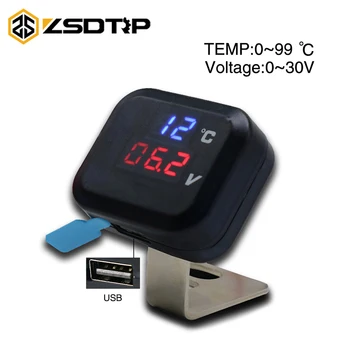 ZSDTRP Motorcycle Digital Voltmeter DC 8V-30V Digital Voltage Temperature Panel Meter Red LED 12V with USB Charge
ZSDTRP Motorcycle Digital Voltmeter DC 8V-30V Digital Voltage Temperature Panel Meter Red LED 12V with USB Charge