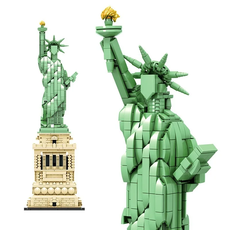 

IN Stock SY 1202 Architecture Statue of Liberty Creator New York City Skyline Building Blocks Bricks Toys Gift 21042 17011