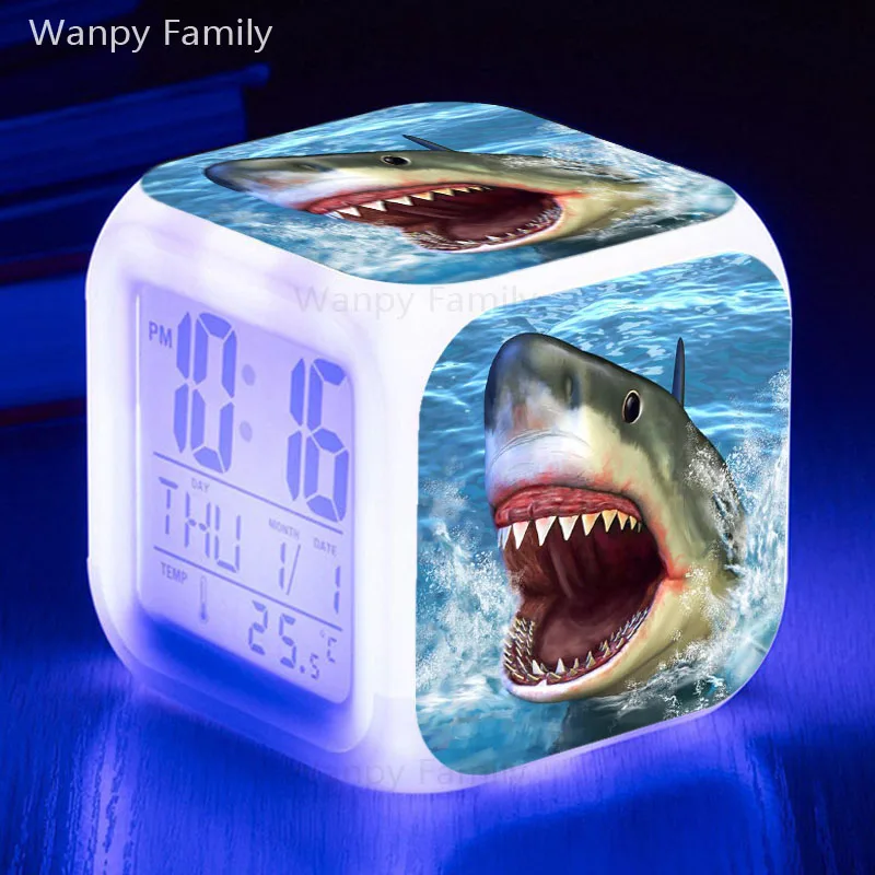 Jaws Shark Alarm Clock 7 Color LED Glowing Digital Alarm Clock For Kids Birthday Gift Multifunction Electronic Watches Clock
Jaws Shark Alarm Clock 7 Color LED Glowing Digital Alarm Clock For Kids Birthday Gift Multifunction Electronic Watches Clock
