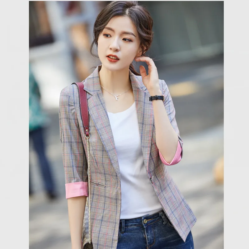 Women Clothes Plaid Small Suit Jacket Female Summer New Fashion Casual Sleeves Suit Jacket Thin Section Women Suit
Women Clothes Plaid Small Suit Jacket Female Summer New Fashion Casual Sleeves Suit Jacket Thin Section Women Suit