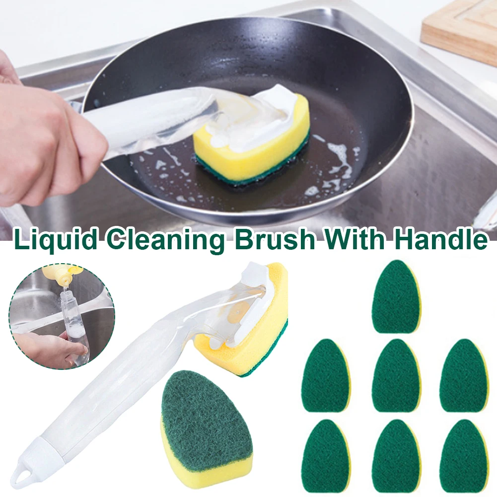 Soap Dispensing Dish Cleaning Brush Set with 1 Dish Washing Handle 9 Sponge Replacement Head Kitchen Sink Scrubber Cleaning Tool
Soap Dispensing Dish Cleaning Brush Set with 1 Dish Washing Handle 9 Sponge Replacement Head Kitchen Sink Scrubber Cleaning Tool
