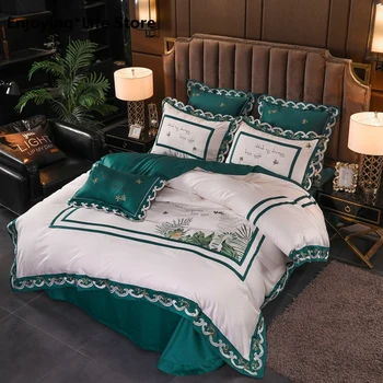 Green White Luxury Embroidery 80S Egyptian Cotton 4/7pcs Bedding Set Queen King Size Duvet Cover Bed Sheet Bed Linen Pillowcases
Green White Luxury Embroidery 80S Egyptian Cotton 4/7pcs Bedding Set Queen King Size Duvet Cover Bed Sheet Bed Linen Pillowcases