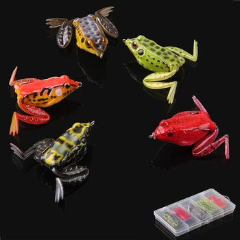 5pcs/box 16g Frog Fishing Lures Kit Snakehead Lure Topwater Floating Ray Frog Artificial Bait pesca isca for trout bass fishing 
5pcs/box 16g Frog Fishing Lures Kit Snakehead Lure Topwater Floating Ray Frog Artificial Bait pesca isca for trout bass fishing