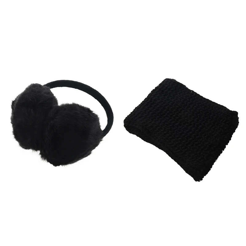 Lady Woman Headband Black Faux Fur Winter Ear Cover Earmuffs & Scarf Winter Knitted Wool Scarf (Black)
Lady Woman Headband Black Faux Fur Winter Ear Cover Earmuffs & Scarf Winter Knitted Wool Scarf (Black)
